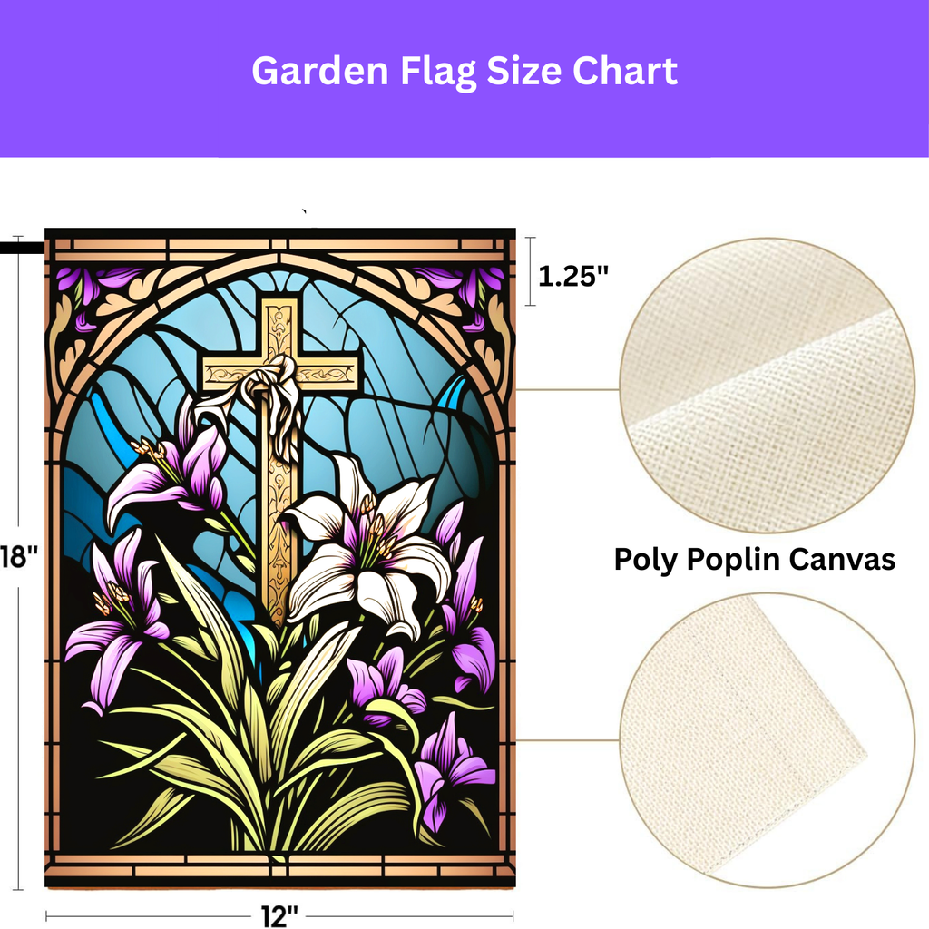 Abstract Cross And Lilies Easter Garden Flag