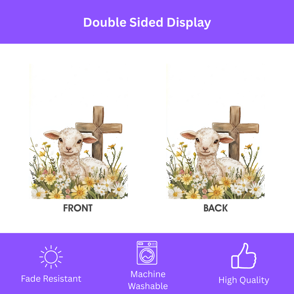 Easter Lamb and Cross Garden Flag