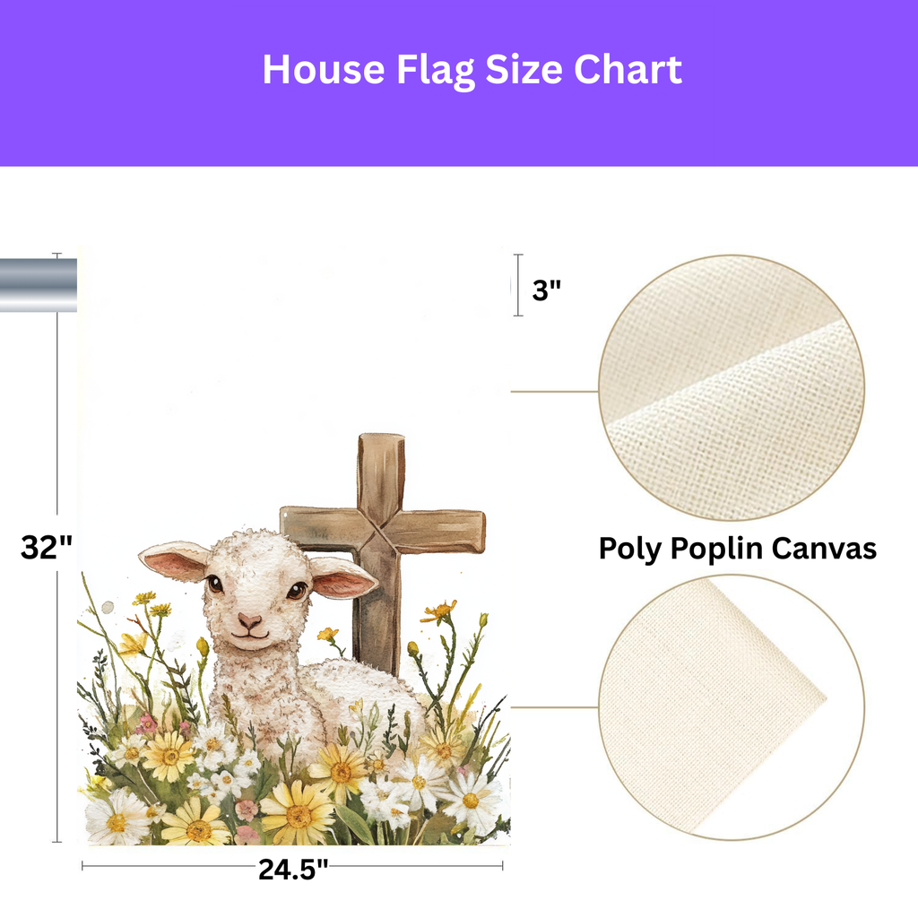Easter Lamb and Cross Garden Flag