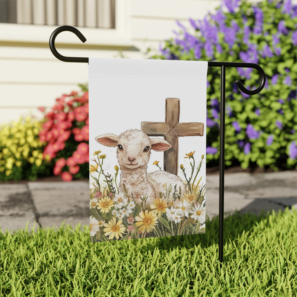 Easter Lamb and Cross Garden Flag