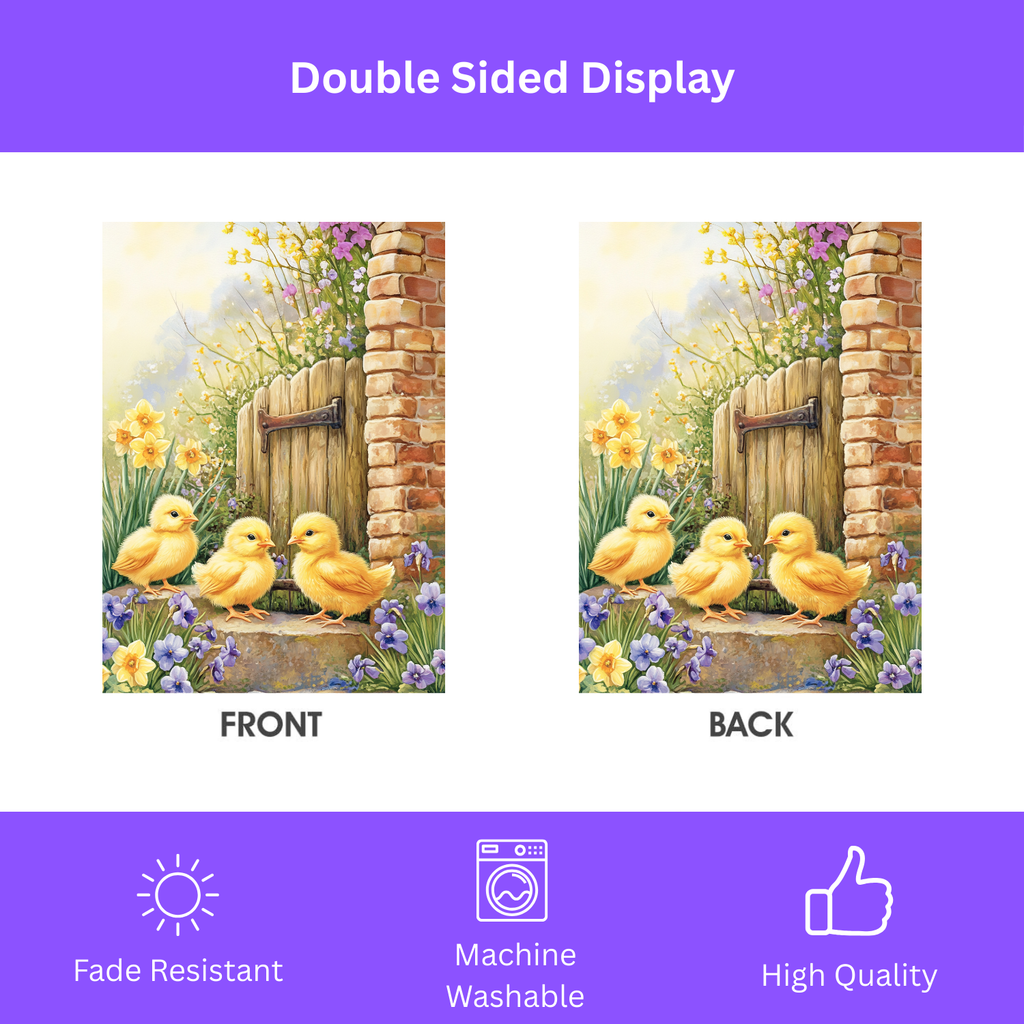 Three Yellow Chicks Garden Flag