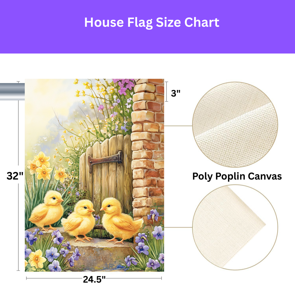 Three Yellow Chicks Garden Flag