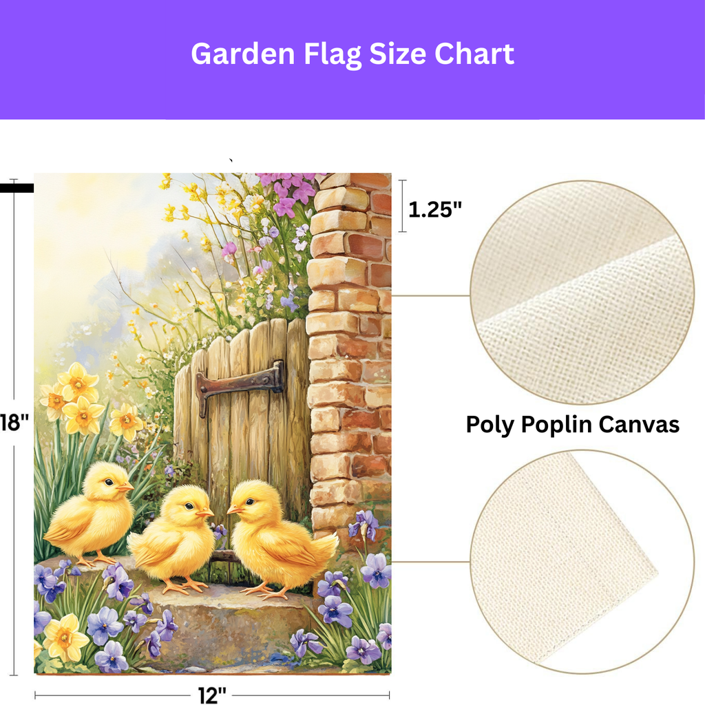 Three Yellow Chicks Garden Flag