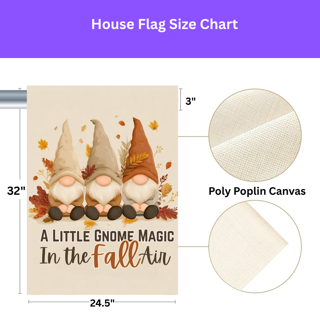 A Little Gnome Magic Fall Garden Flag - yard display - Dragonfire Gardens