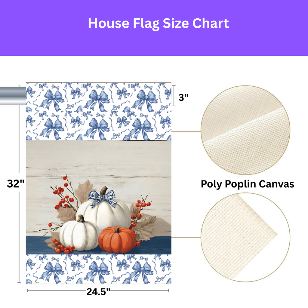 Chinoiseries Bow Pumpkin Garden Flag - double-sided design - Dragonfire Gardens