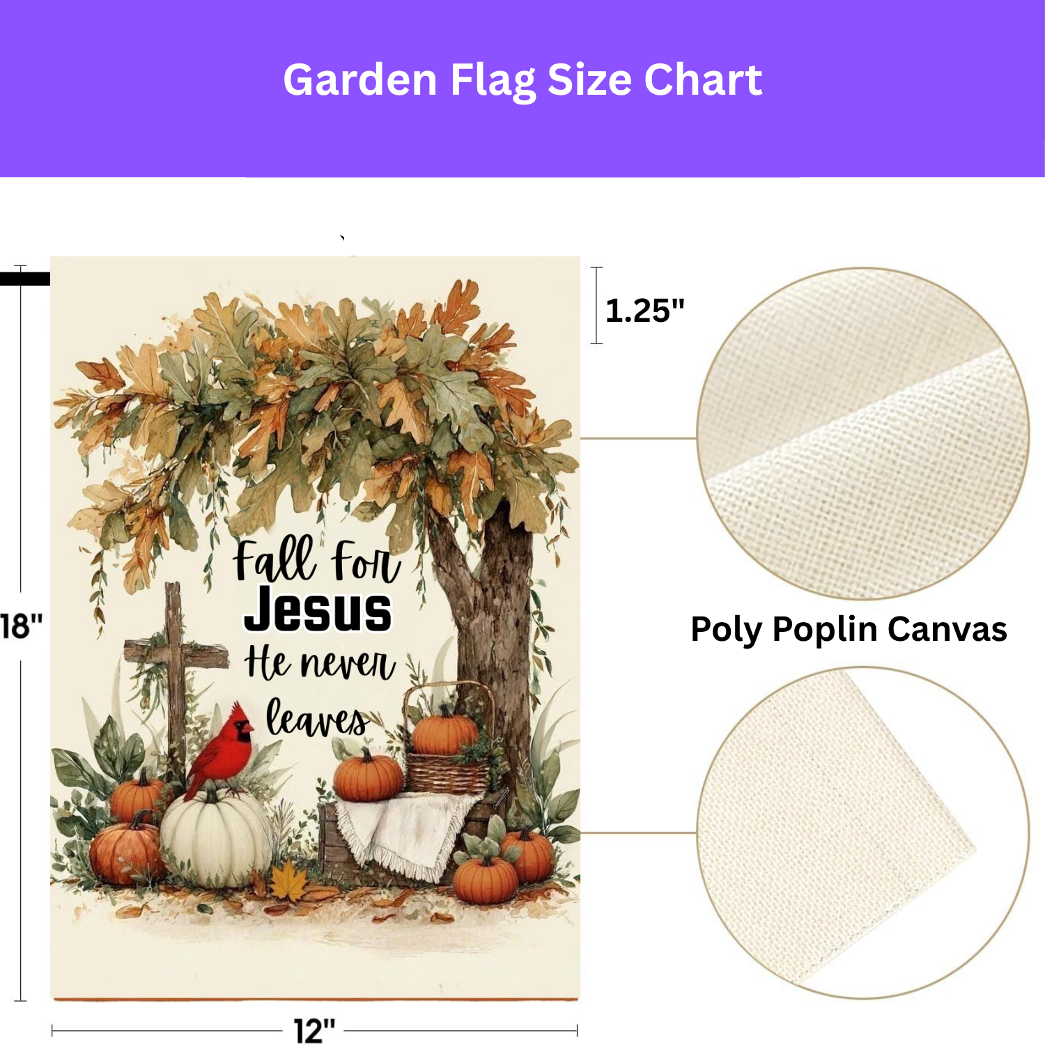 Fall for Jesus He Never Leaves Autumn Garden Flag - porch decor - Dragonfire Gardens