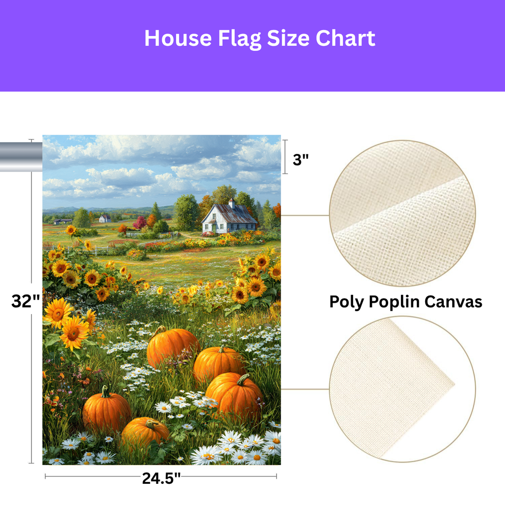 Farm Cottage Pumpkins Garden Flag - double-sided design - Dragonfire Gardens