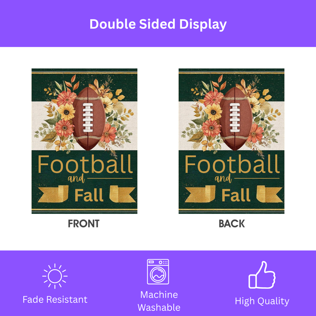 Football and Fall Garden Flag - size comparison - Dragonfire Gardens