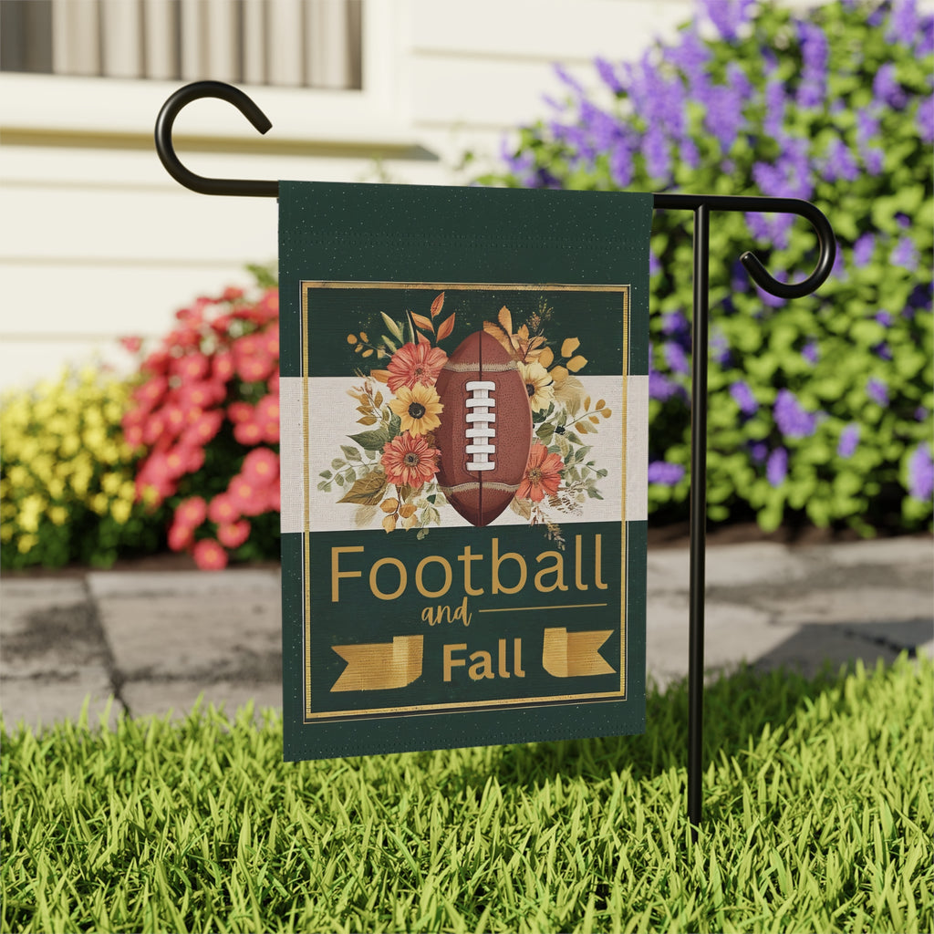 Football and Fall Garden Flag - front view - Dragonfire Gardens