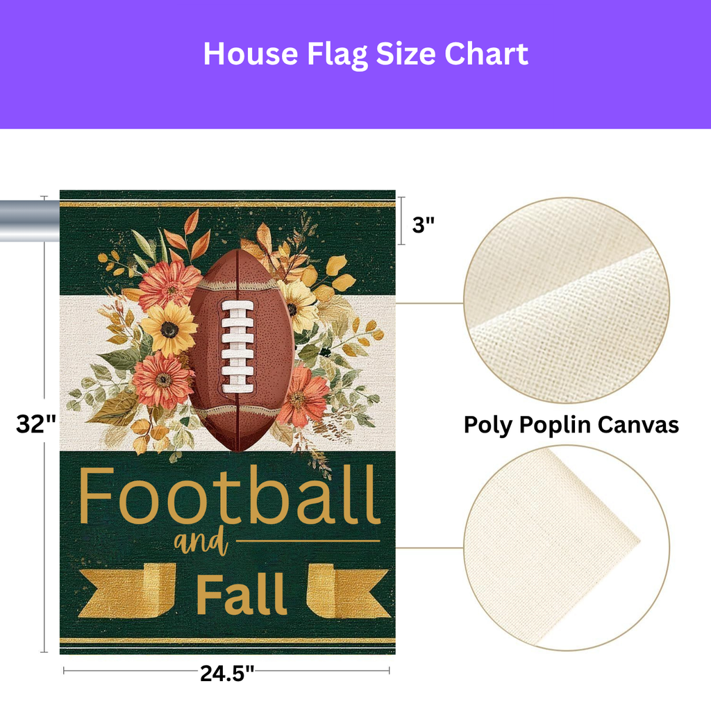 Football and Fall Garden Flag - close-up detail - Dragonfire Gardens
