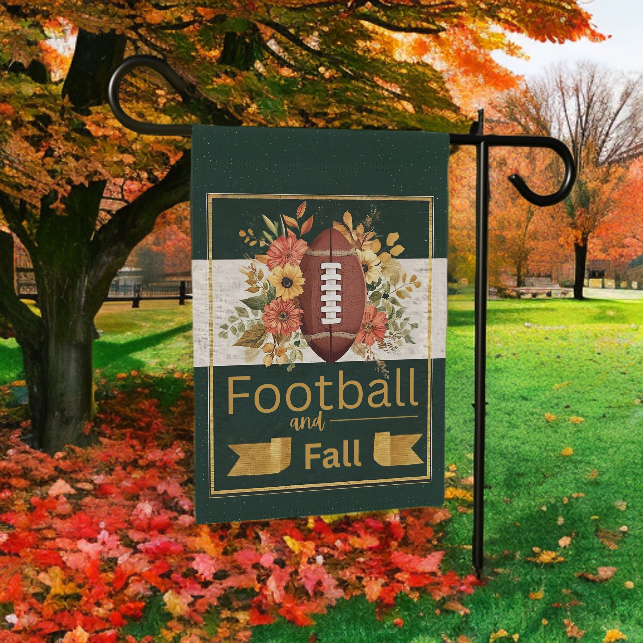 Football and Fall Garden Flag - product detail - Dragonfire Gardens