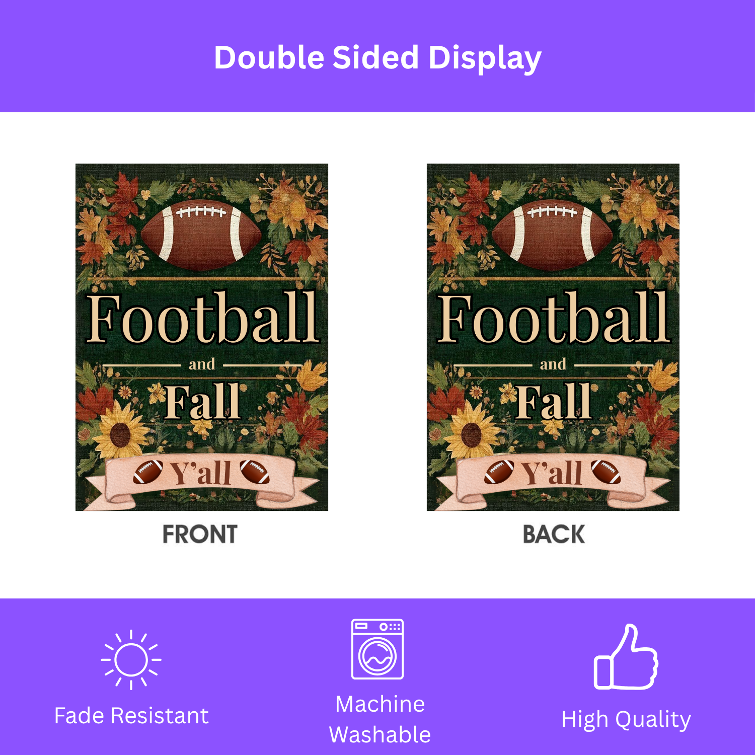 Football & Fall Y'all Garden Flag