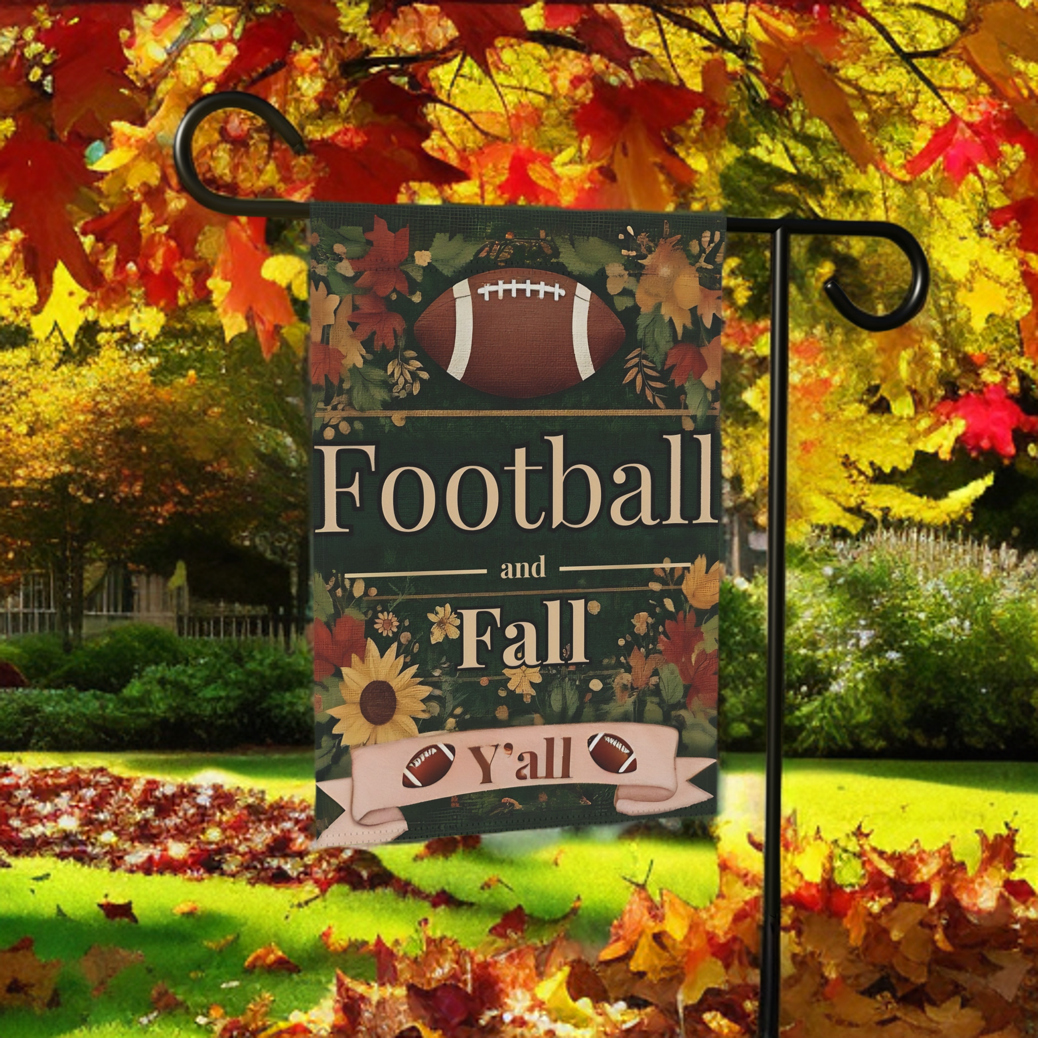 Football & Fall Y'all Garden Flag