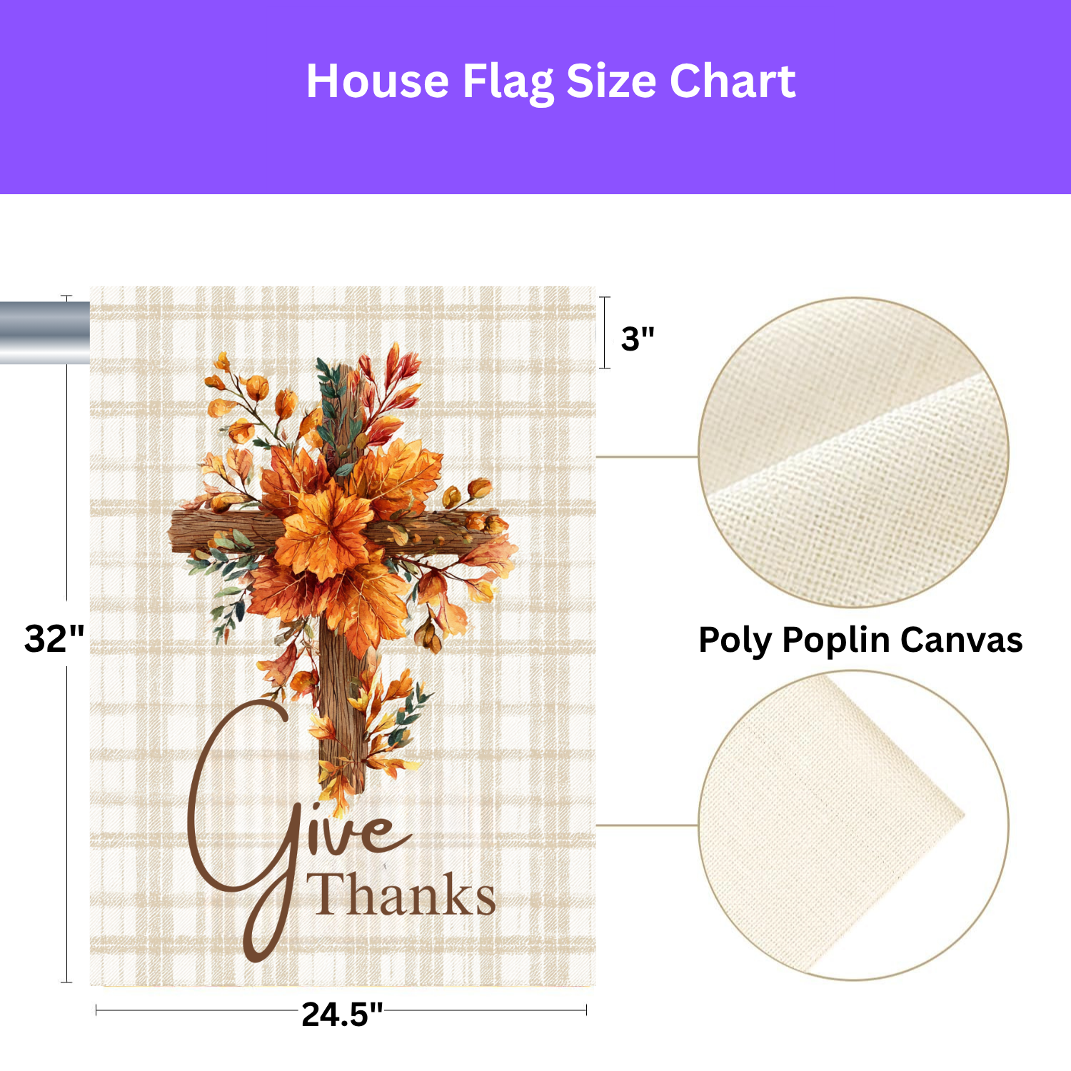 Give Thanks Autumn Cross Garden Flag - yard display - Dragonfire Gardens