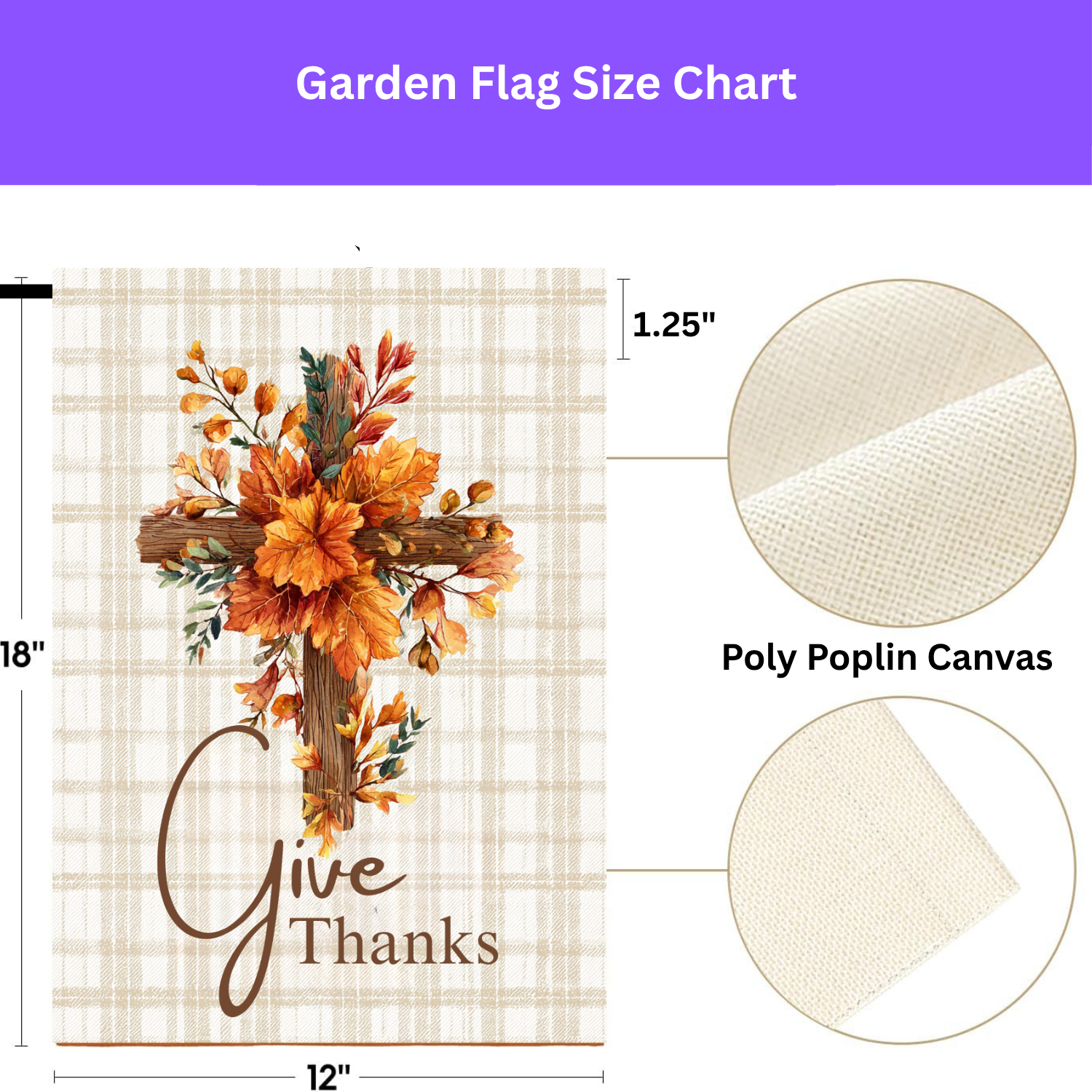 Give Thanks Autumn Cross Garden Flag - porch decor - Dragonfire Gardens