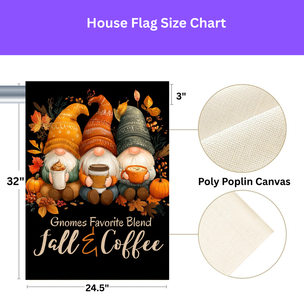 Gnomes and Coffee Fall Garden Flag