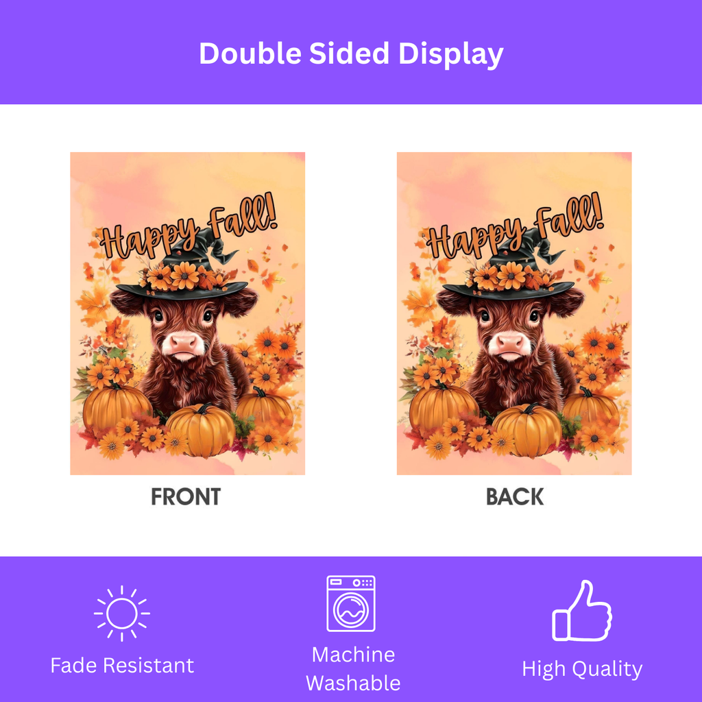 Happy Fall Calf Garden Flag