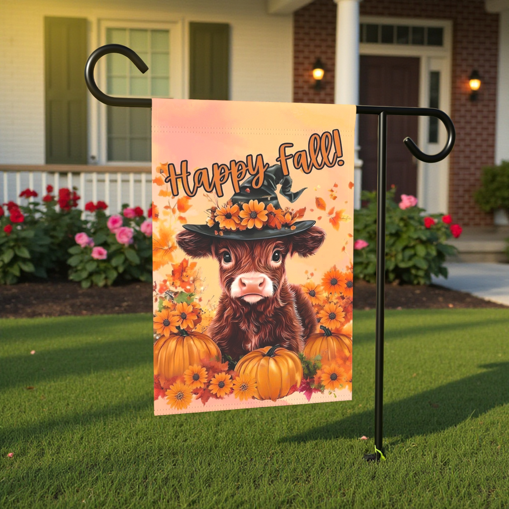 Happy Fall Calf Garden Flag