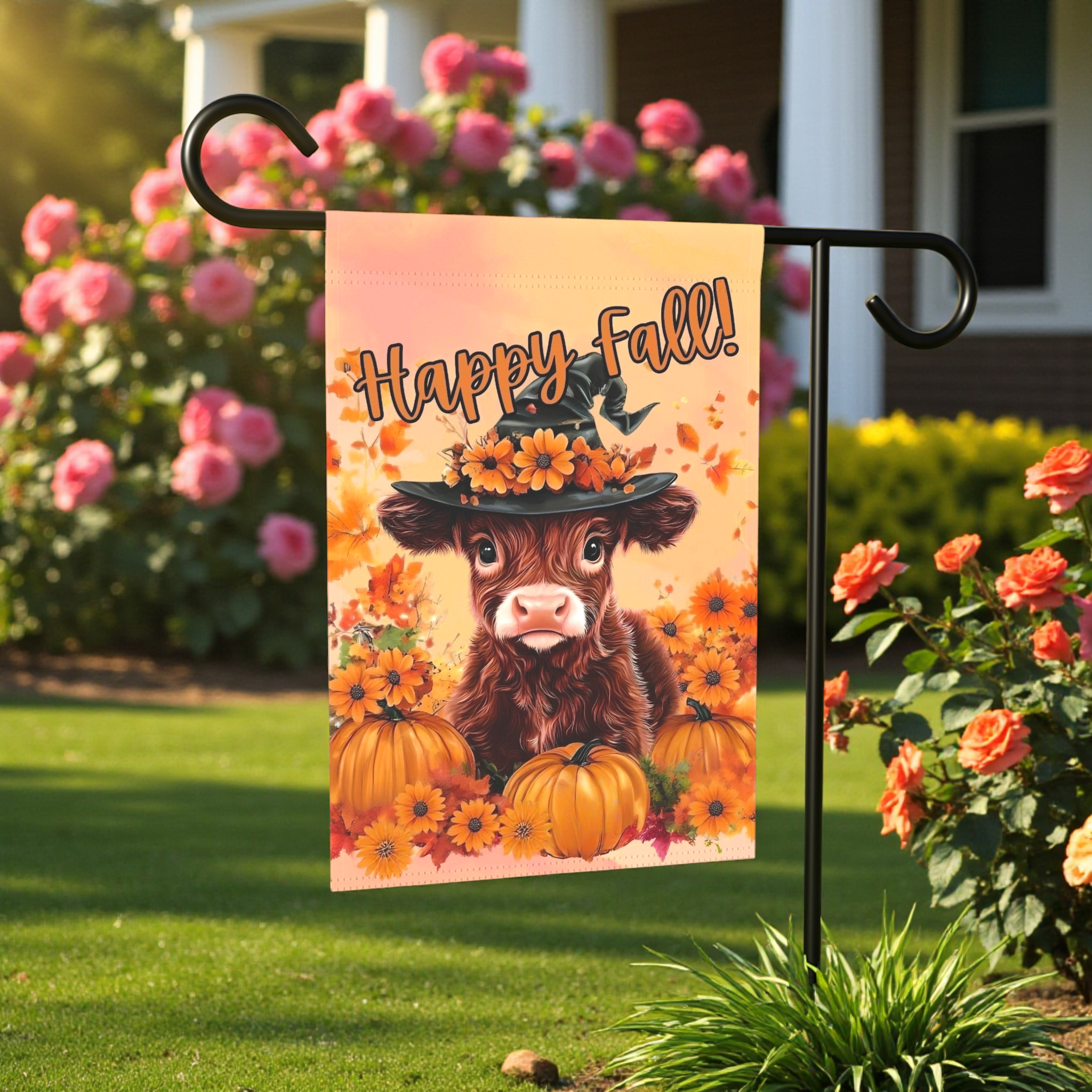 Happy Fall Calf Garden Flag