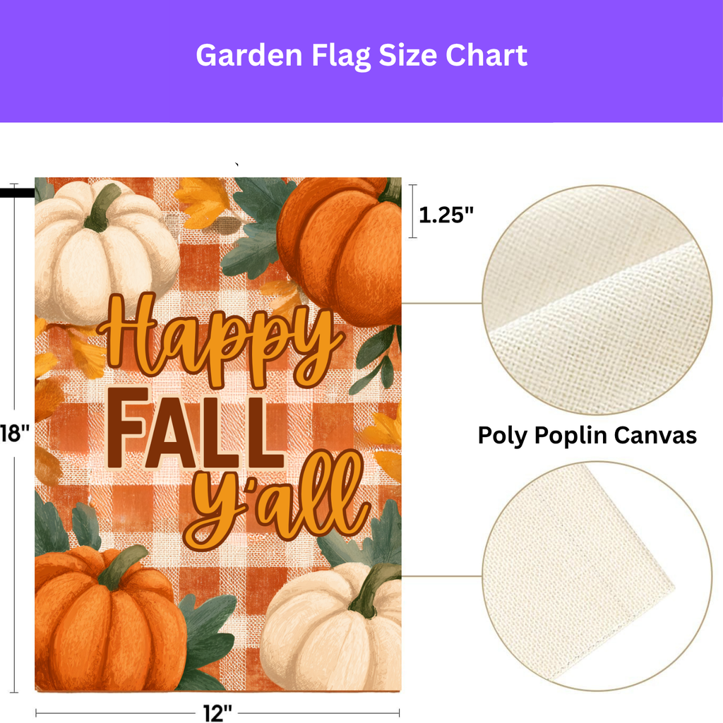 Happy Fall Y'all With Pumpkins Garden Flag - yard display - Dragonfire Gardens