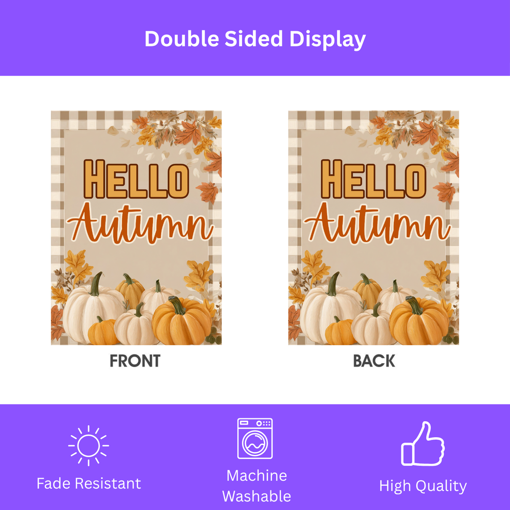 Hello Autumn Pumpkin Garden Flag