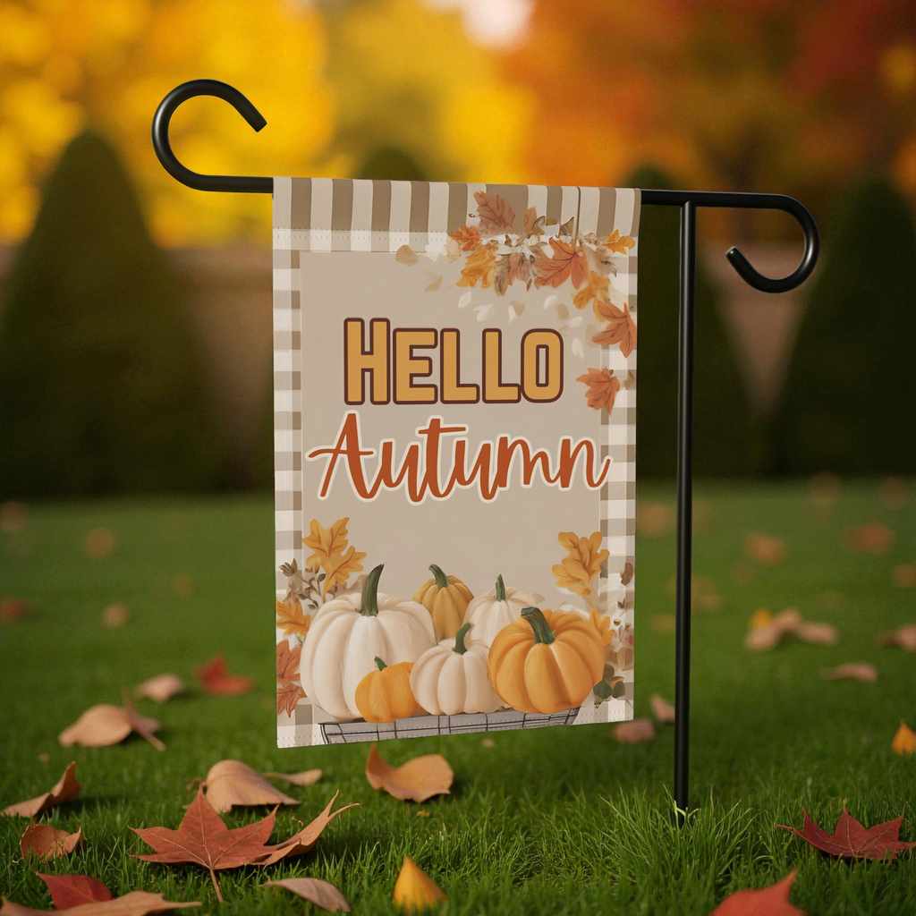 Hello Autumn Pumpkin Garden Flag