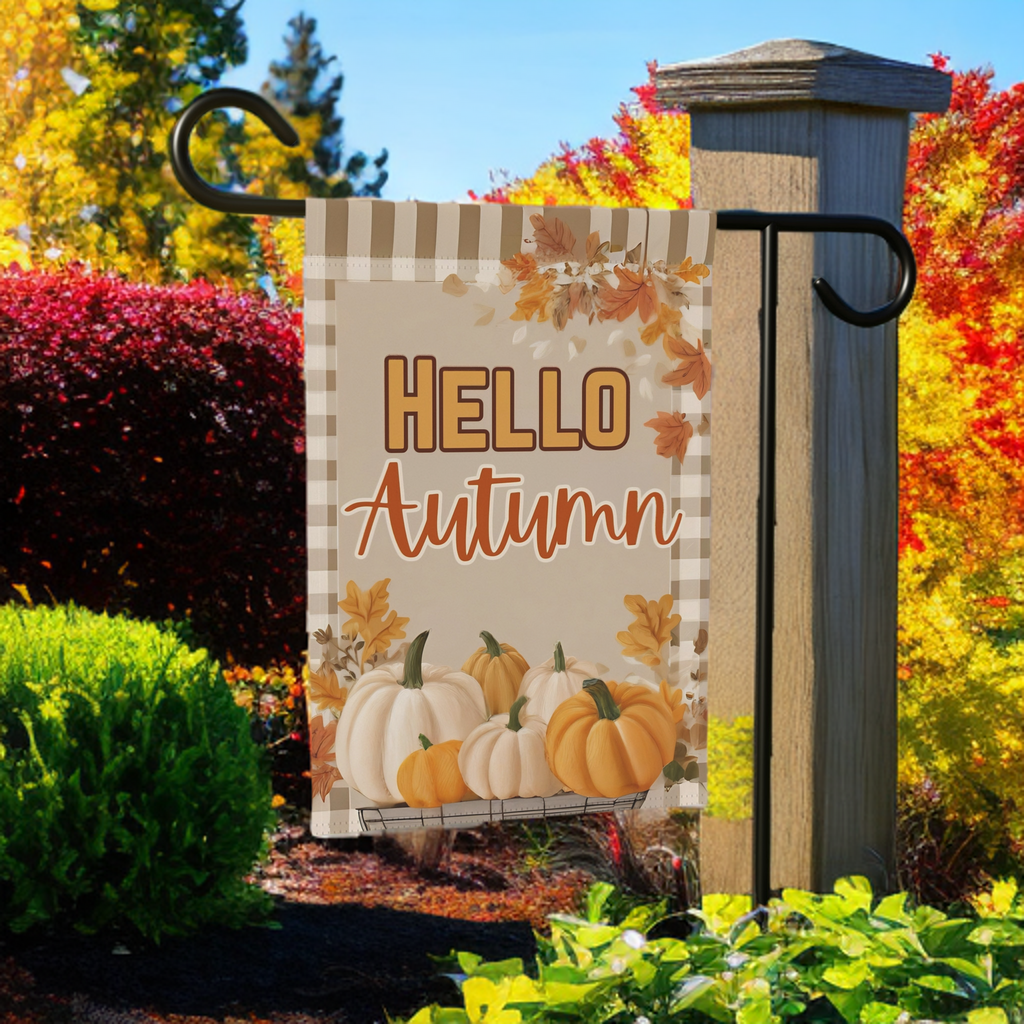 Hello Autumn Pumpkin Garden Flag