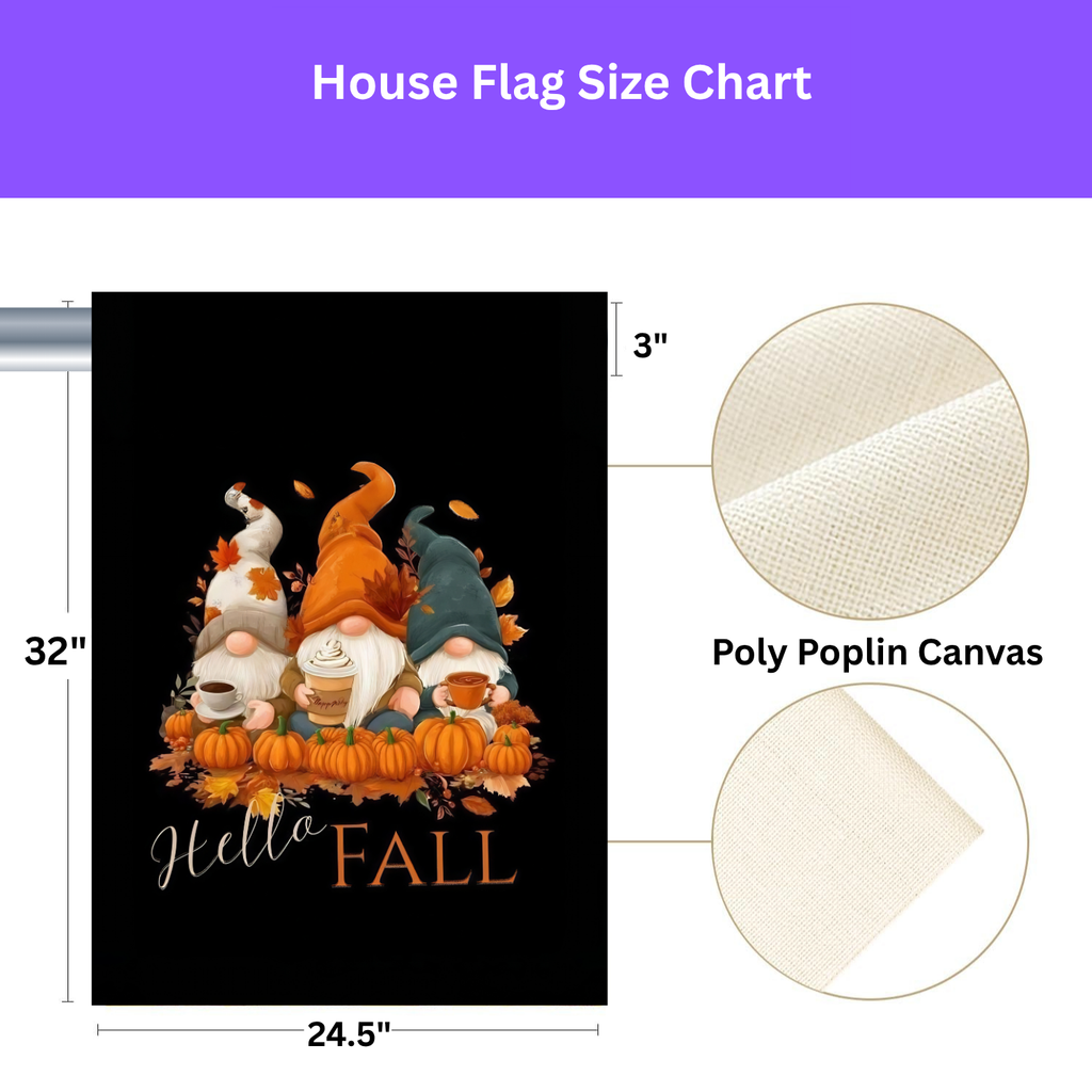 Hello Fall Gnomes Garden Flag - porch decor - Dragonfire Gardens