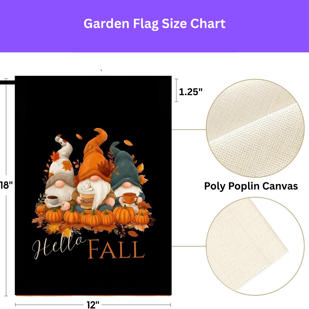 Hello Fall Gnomes Garden Flag - yard display - Dragonfire Gardens