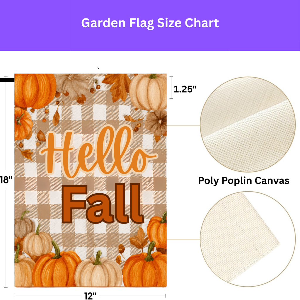 Hello Fall Pumpkin Garden Flag - porch decor - Dragonfire Gardens