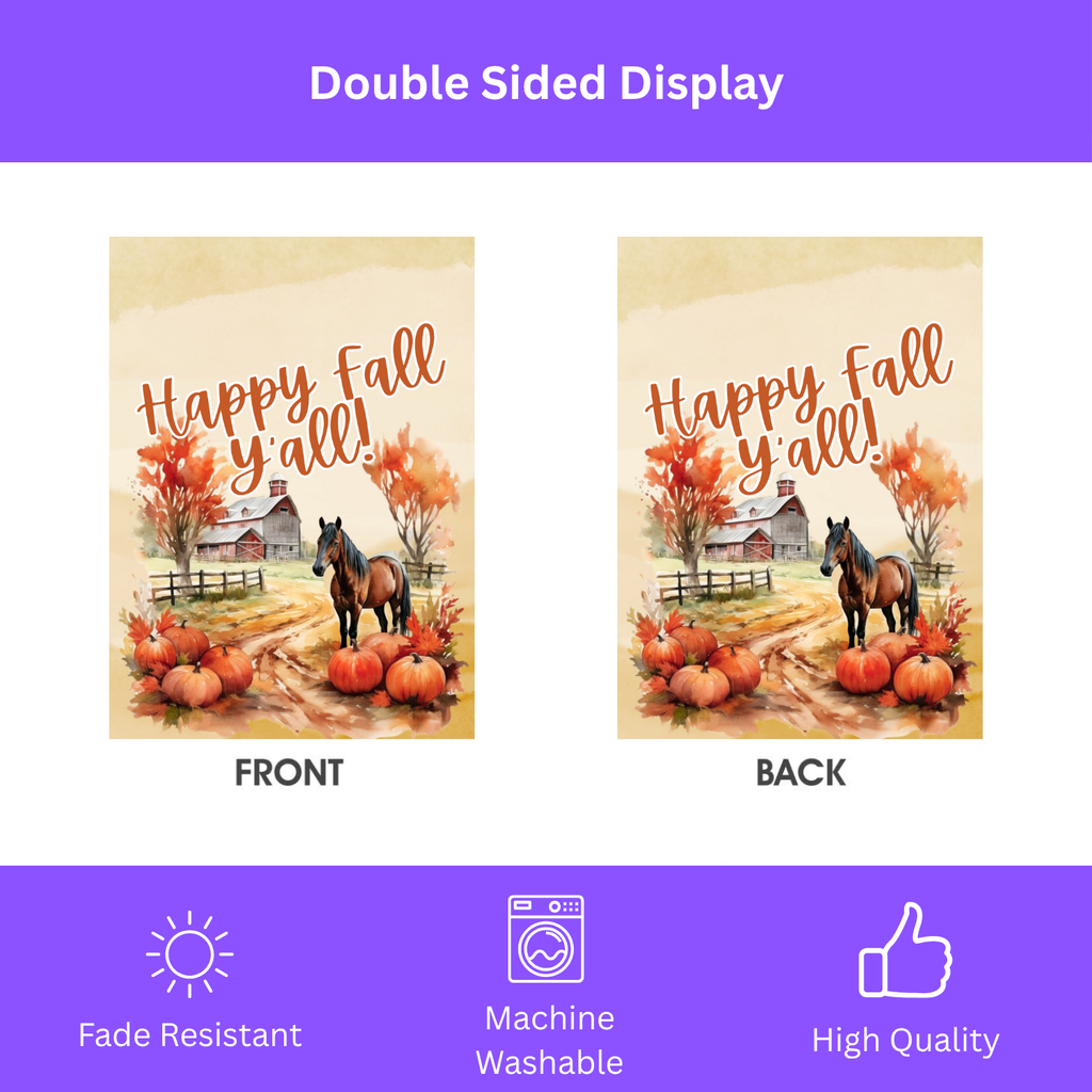 Horse and Fall Pumpkins Garden Flag - yard display - Dragonfire Gardens