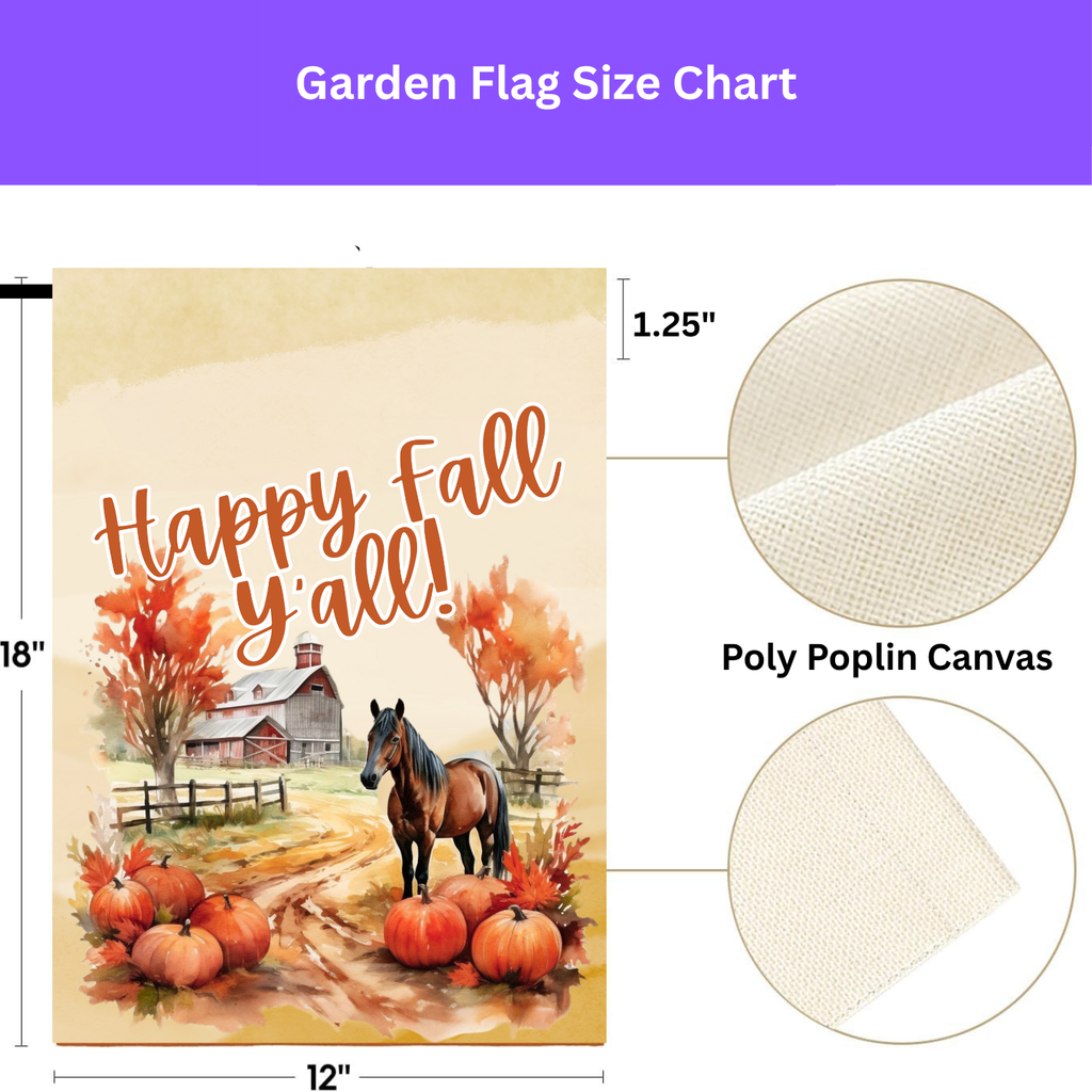Horse and Fall Pumpkins Garden Flag - porch decor - Dragonfire Gardens