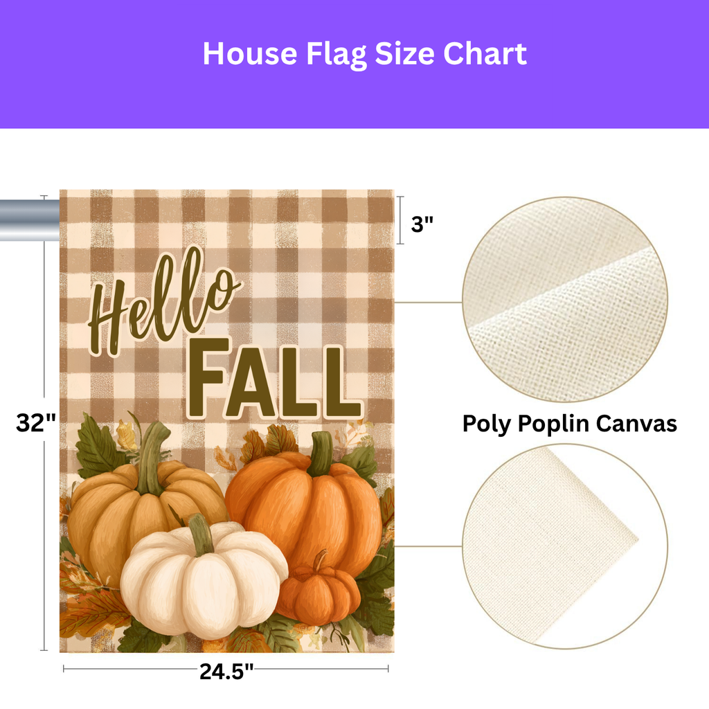 Plaid Hello Fall Garden Flag - yard display - Dragonfire Gardens