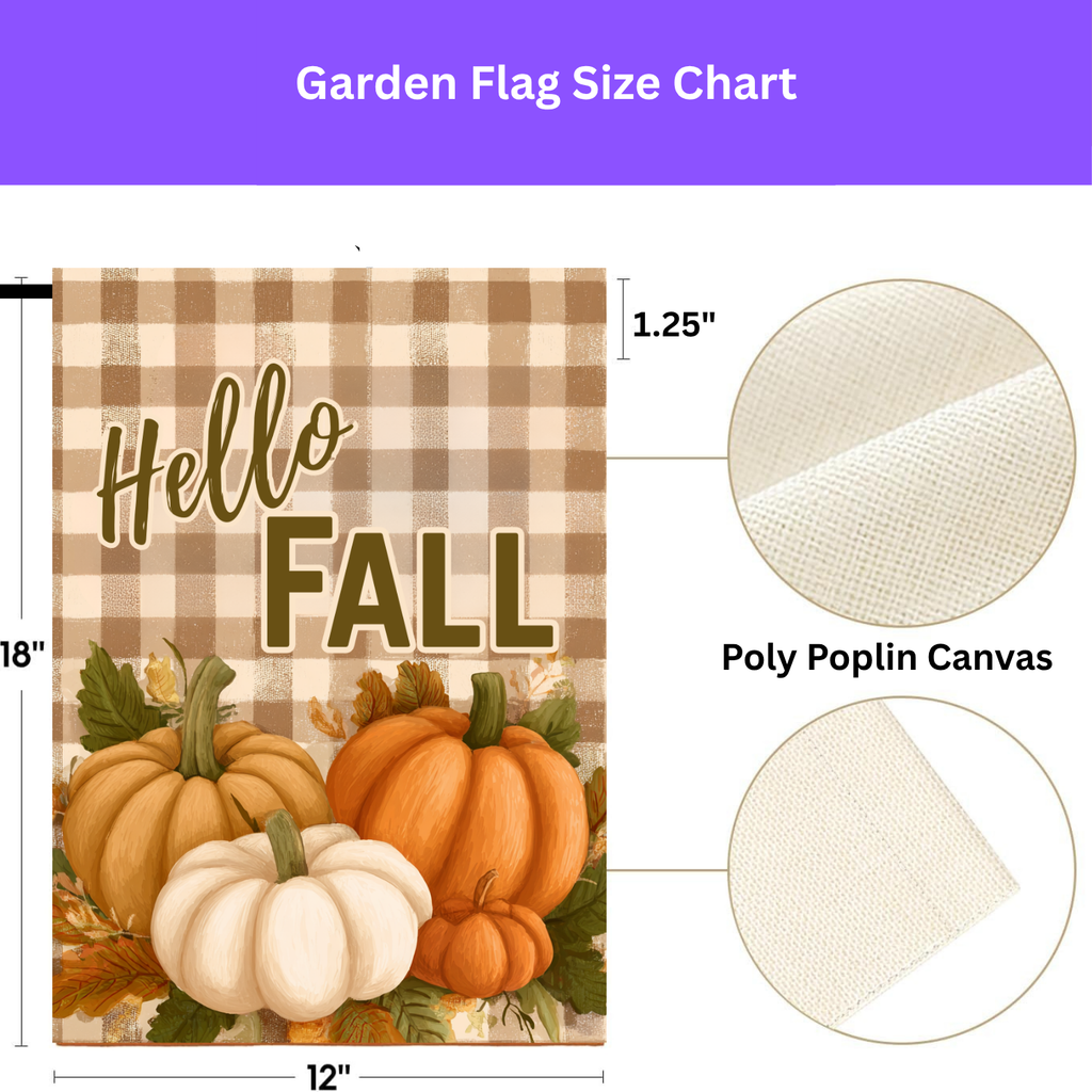 Plaid Hello Fall Garden Flag - porch decor - Dragonfire Gardens