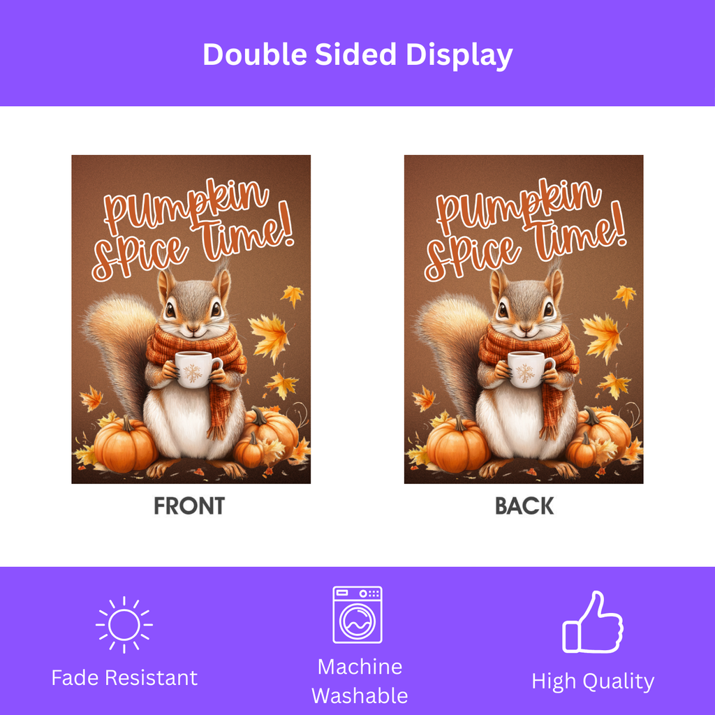 Pumpkin Spice Time Squirrel Garden Flag