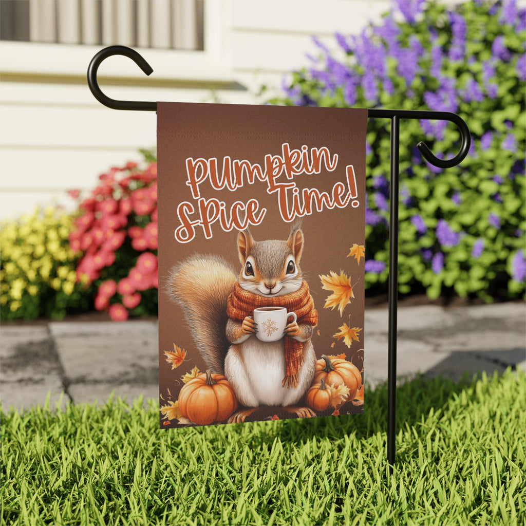Pumpkin Spice Time Squirrel Garden Flag