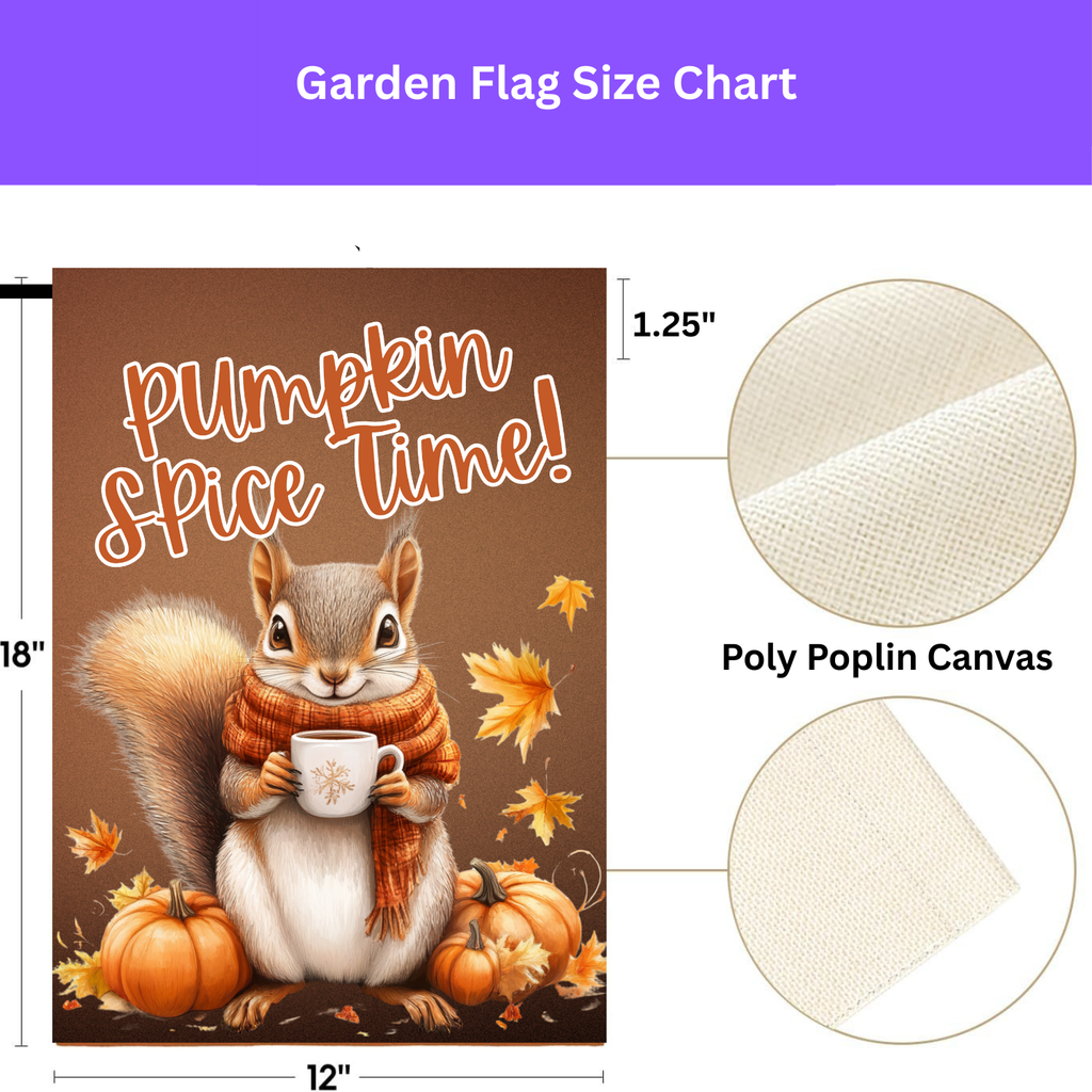 Pumpkin Spice Time Squirrel Garden Flag