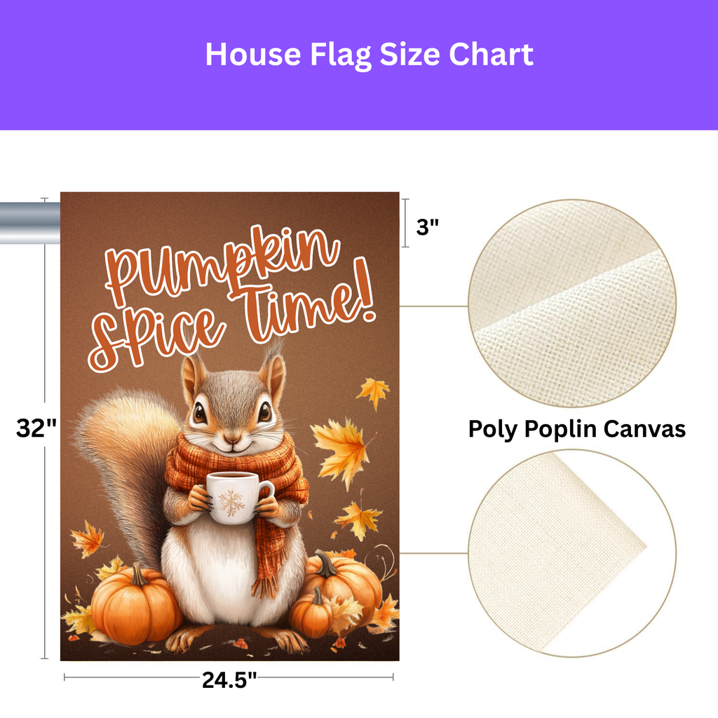 Pumpkin Spice Time Squirrel Garden Flag