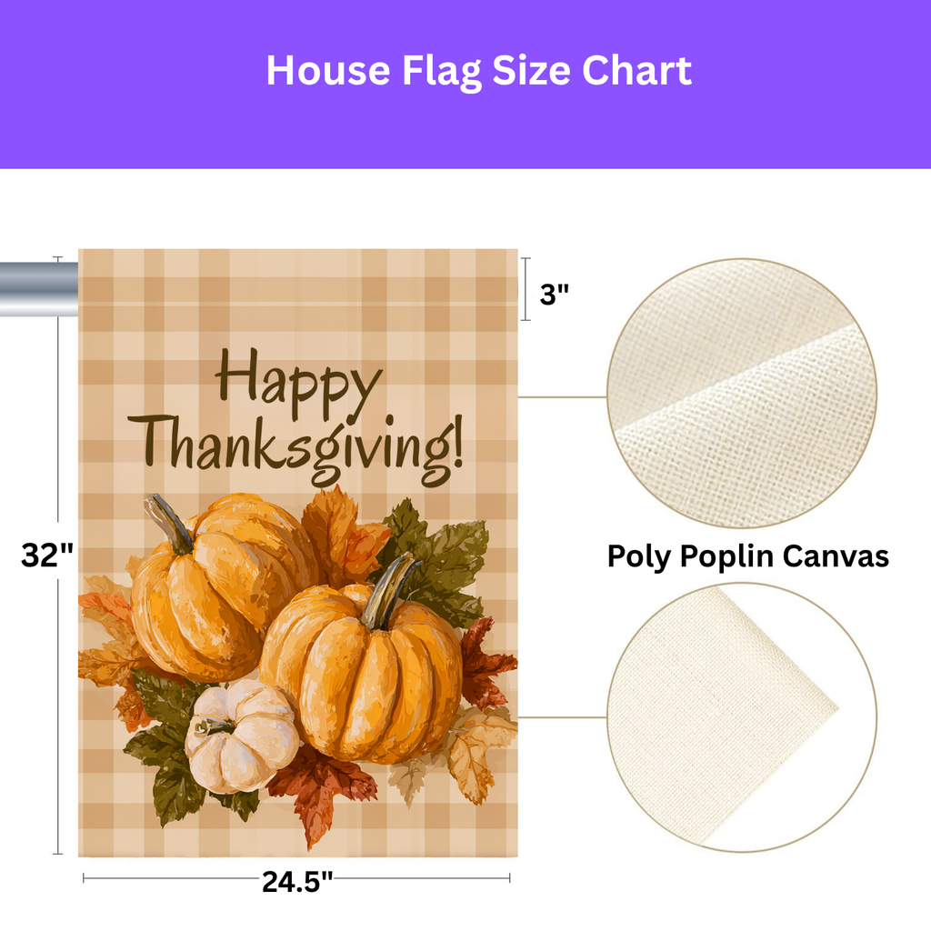 Three Pumpkins and Leaves Thanksgiving Garden Flag - yard display - Dragonfire Gardens