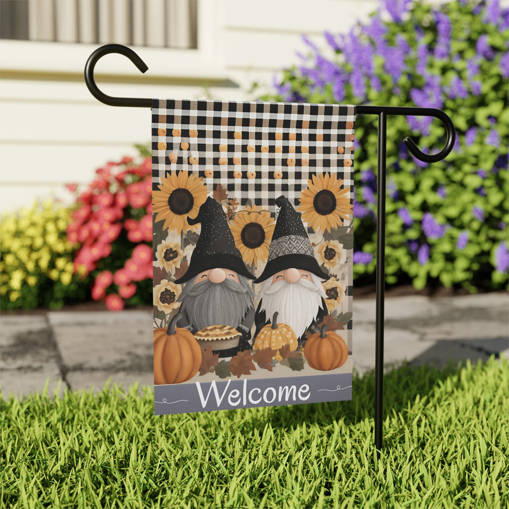 Two Autumn Gnome Welcome Garden Flag