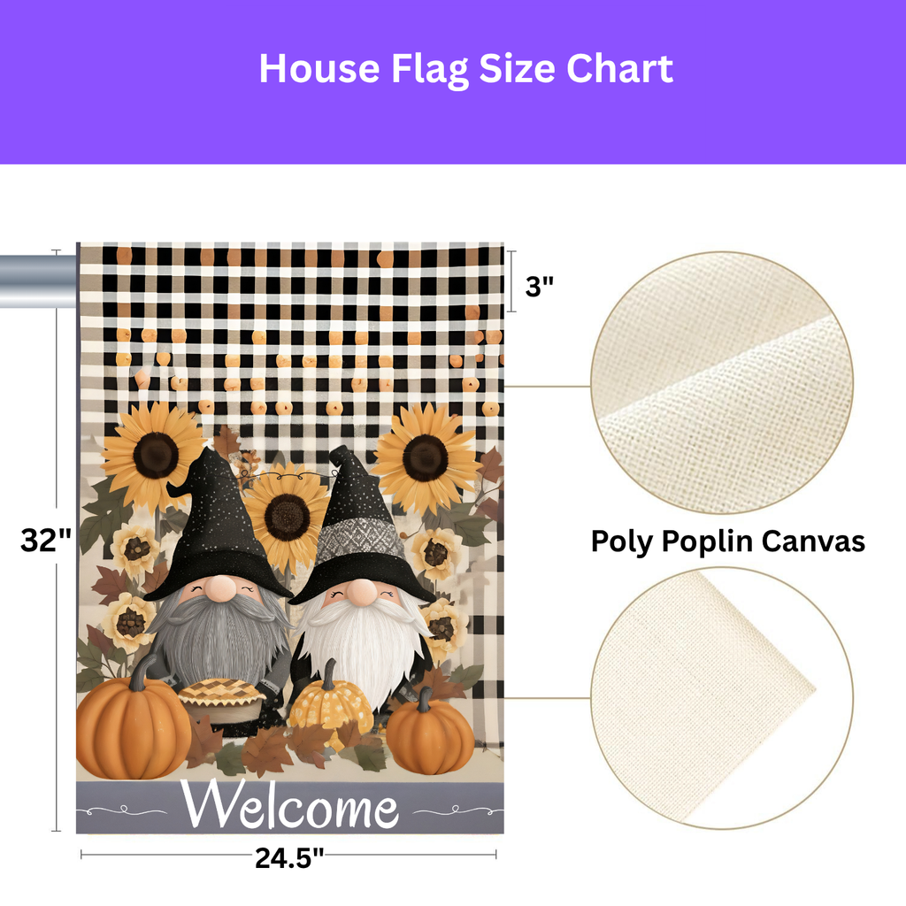 Two Autumn Gnome Welcome Garden Flag