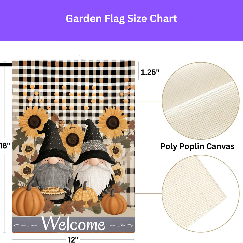 Two Autumn Gnome Welcome Garden Flag