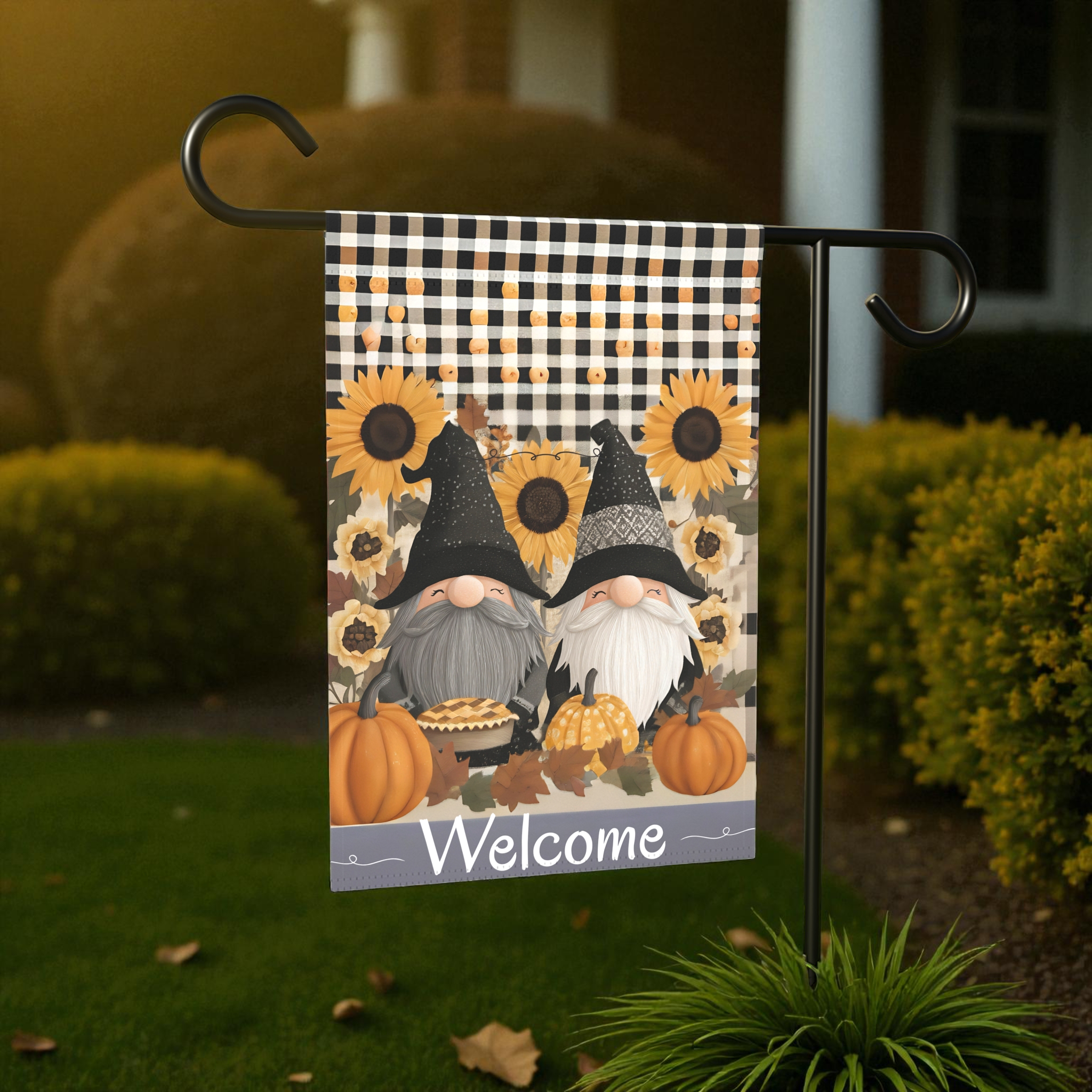 Two Autumn Gnome Welcome Garden Flag