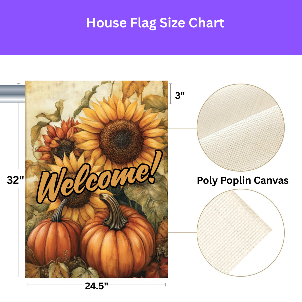 Sunflowers and Pumpkins Welcome Garden Flag - yard display - Dragonfire Gardens