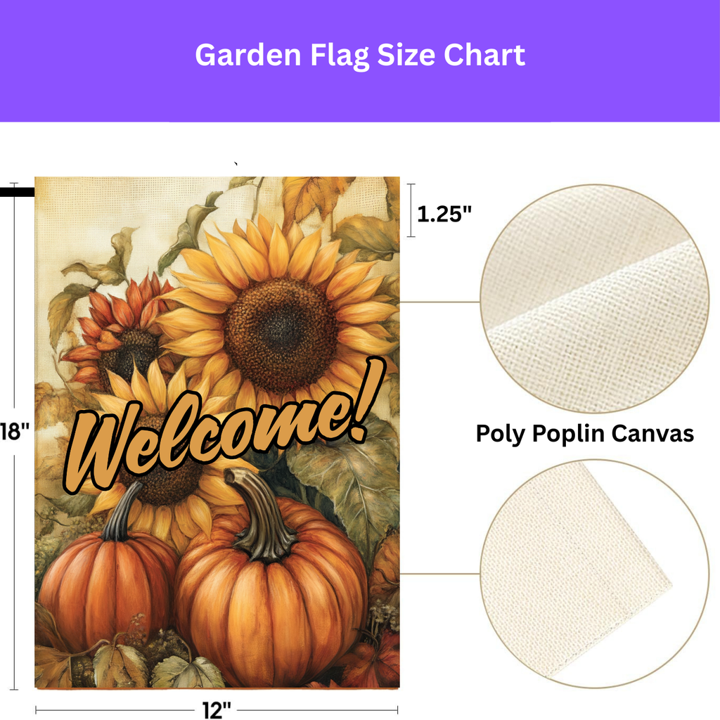 Sunflowers and Pumpkins Welcome Garden Flag - porch decor - Dragonfire Gardens