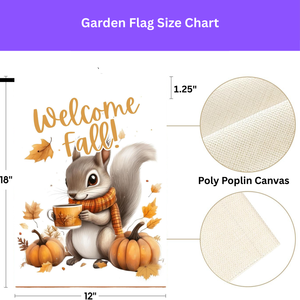 Welcome Fall Squirrel Garden Flag - porch decor - Dragonfire Gardens