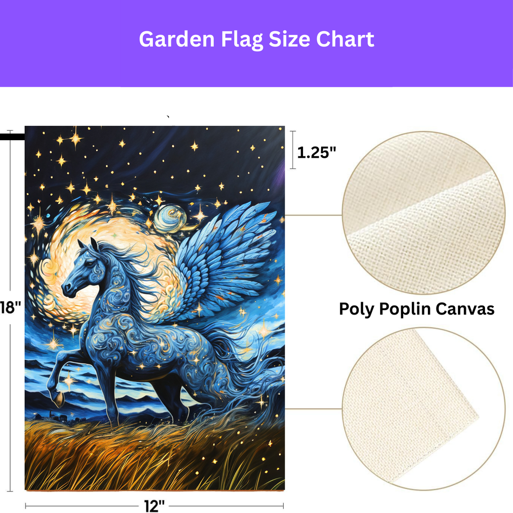 Blue Pegasus Garden Flag - yard display - Dragonfire Gardens