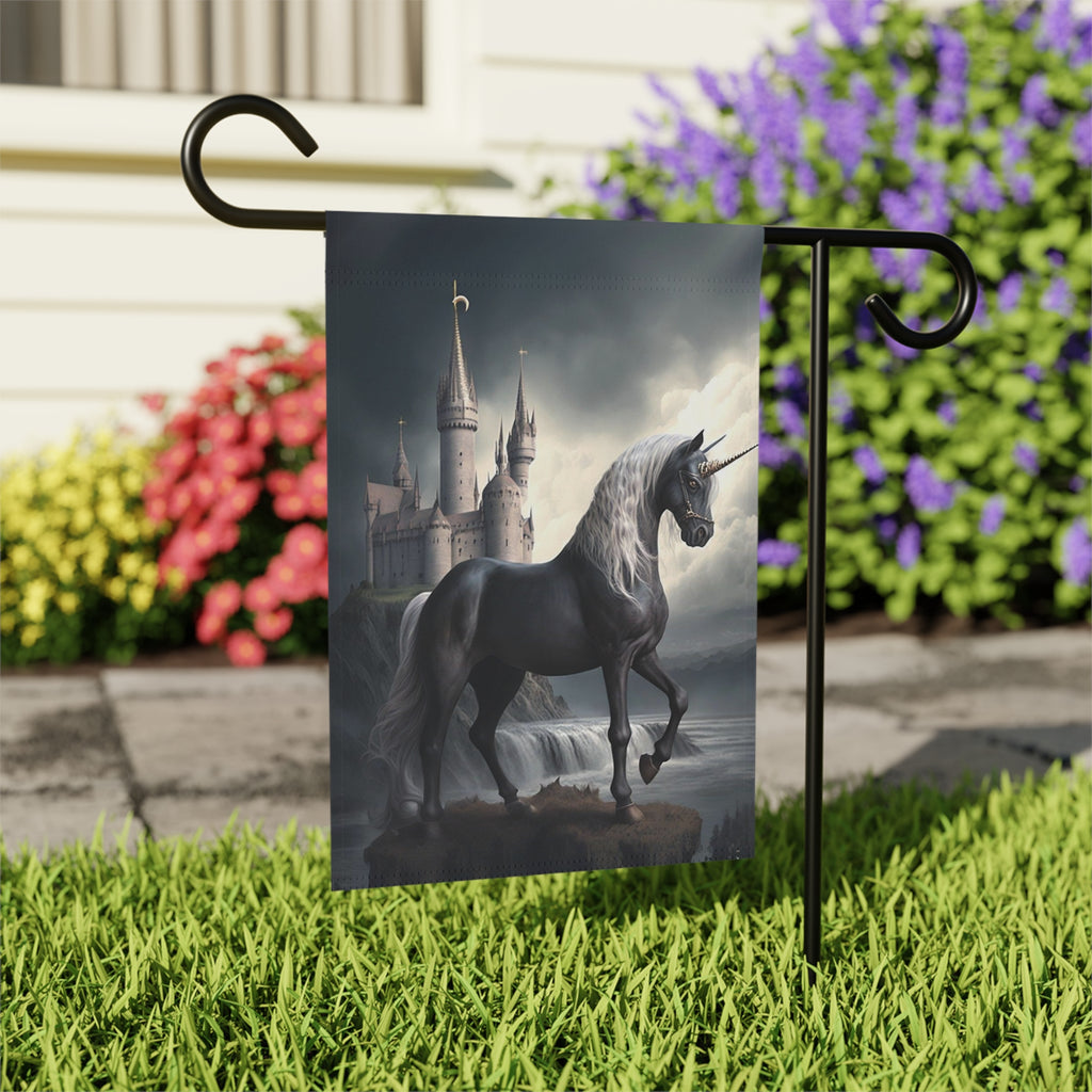 Black Unicorn Garden Flag