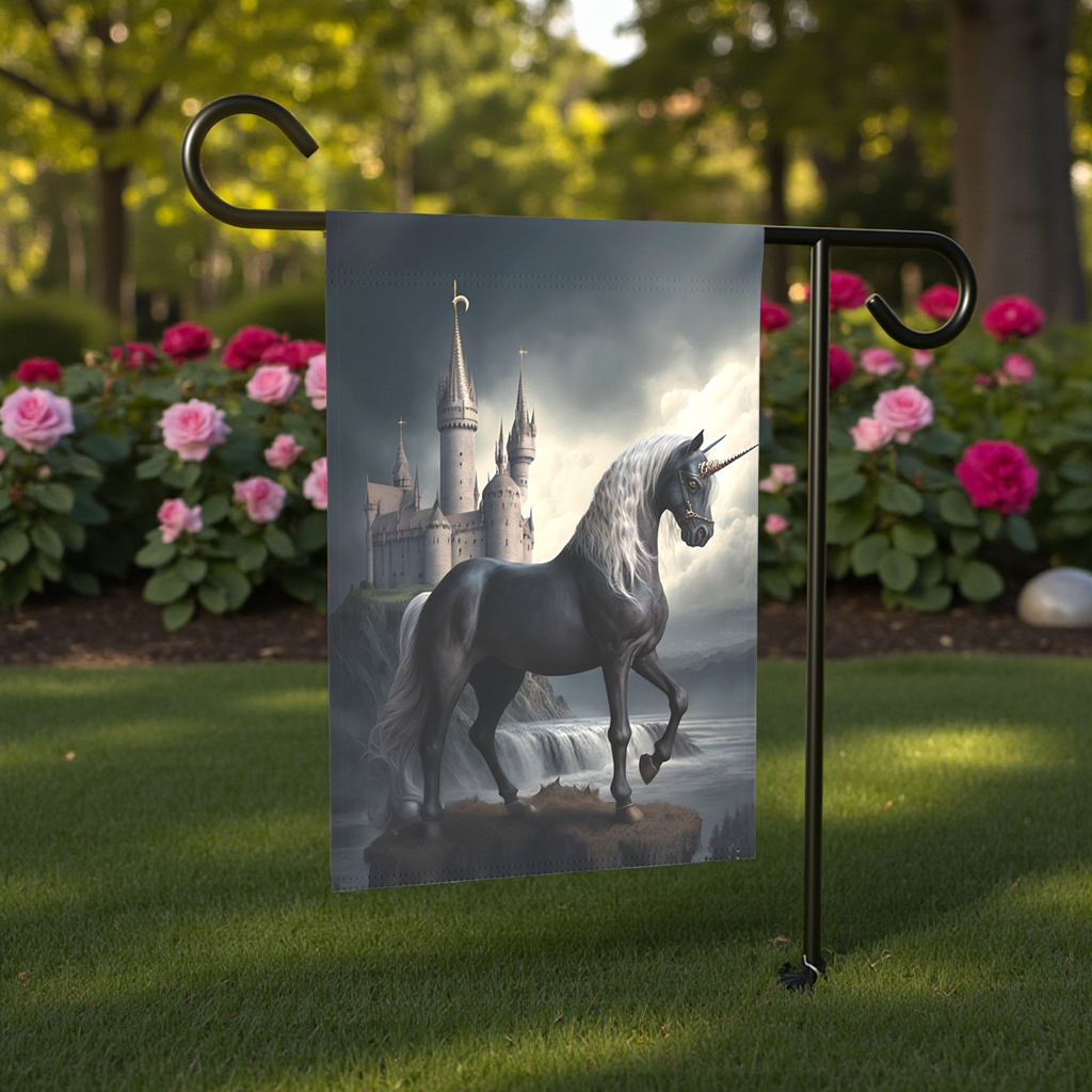 Black Unicorn Garden Flag