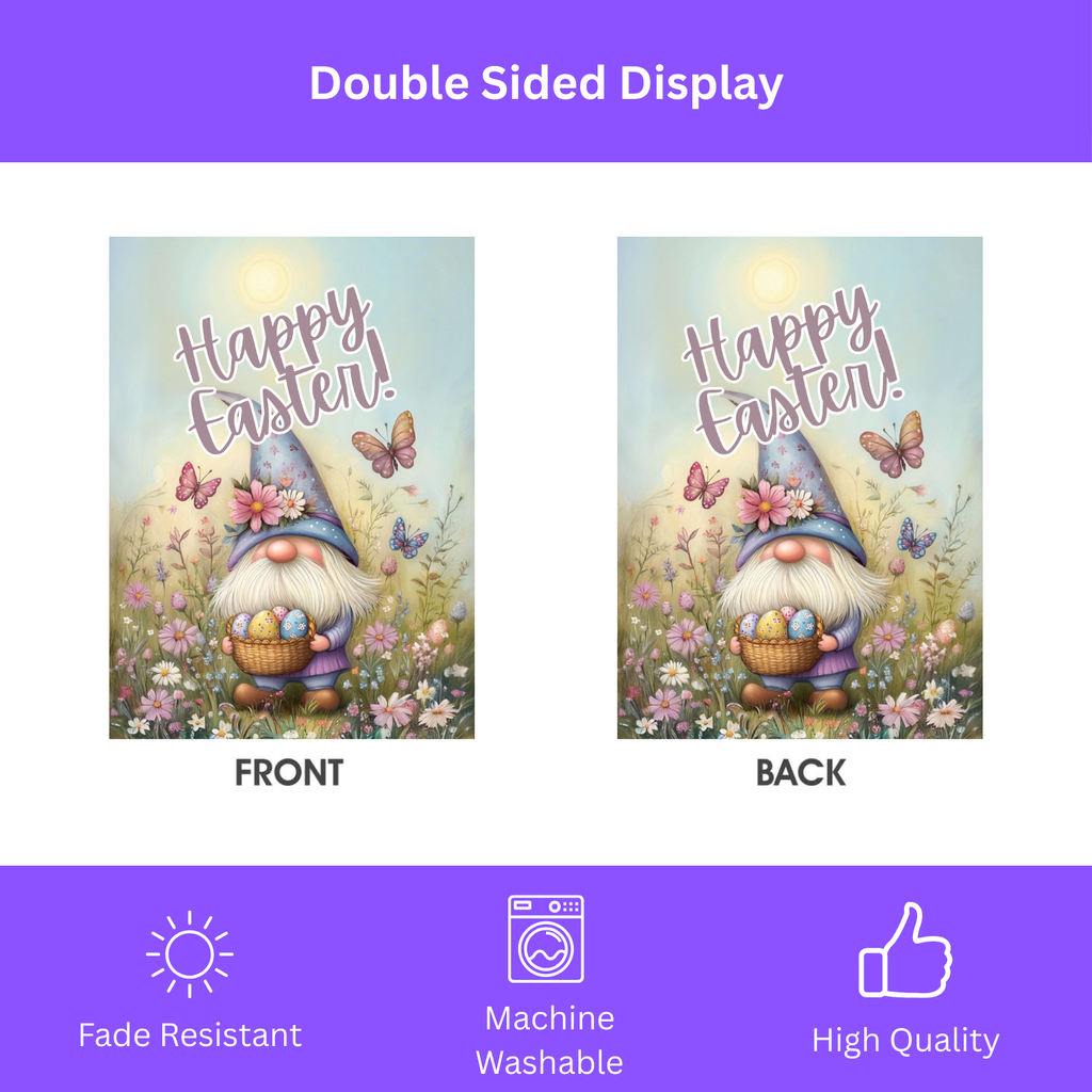 Easter Egg Gnome Garden Flag - yard display - Dragonfire Gardens